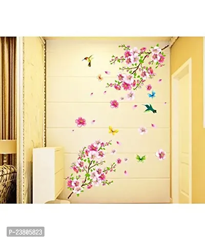 Psychedelic Collection Flowers Branch' Wall Sticker (PVC Vinyl, 60 cm x 90 cm),Multicolor-thumb3