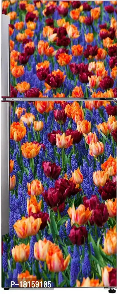 Trendy Multicolor Flowers Garden, Plants, Naturedecorative Extra Large Pvc Vinyl Fridge Sticker (Multicolor, 60 Cm X 160 Cm)-thumb0