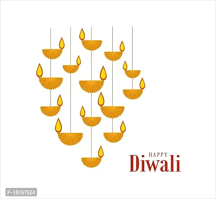 Trendy Diwali Special - Decorative Hanging Diya Happy Diwali Wall Sticker-thumb0