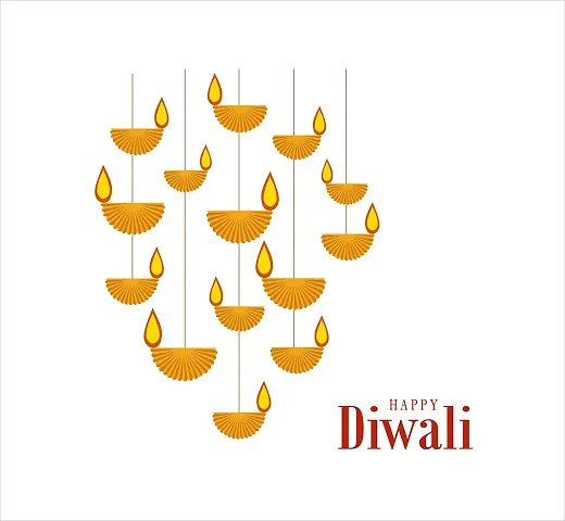 Trendy Diwali Special - Decorative Hanging Diya Happy Diwali Wall Sticker