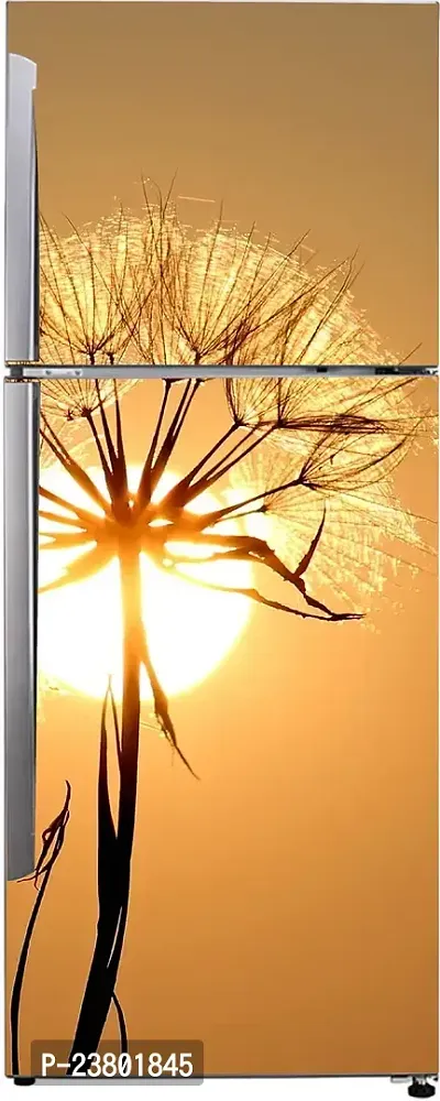 Psychedelic Collection Fridge Sticker for Decorative Flower with Sunset Abstract Nature Extra lardge Fridge Sticker for Fridge Decor (PVC Vinyl, Multicolor, 60 cm X 160 cm)-thumb0