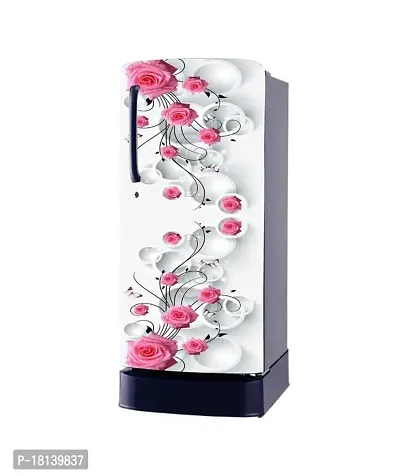 Trendy Beautifull Pink Flower Decorative Fridge Sticker(Multicolor Vinyl 120X60)-Sdpcfs363-thumb0