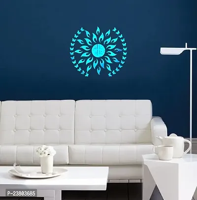 Psychedelic Collection Decorative Sun Mirror Blue Acrylic Sticker Hexagon Mirror, Hexagon Mirror Wall Stickers, Mirror Stickers for Wall Large Size, Sticker Mirror-thumb0