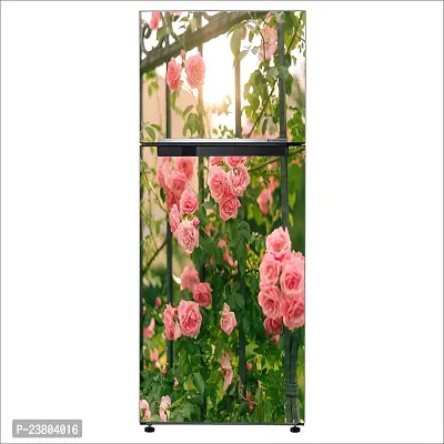 Psychedelic Collection Pink Garden rosesDecorative Extra Large PVC Vinyl Fridge Sticker (Multicolor, 60 cm X 160 cm)-thumb3