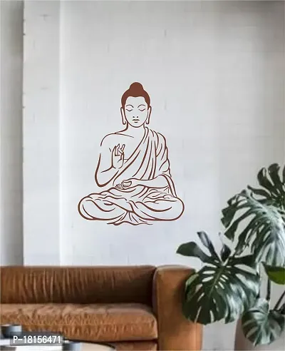 Trendy Meditation Buddha Pvc Vinyl Multicolor Decorative Wall Sticker For Wall Decoration Size - 70 Cm X 52 Cm-thumb4