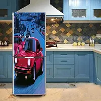 Psychedelic Collection Colorful Ferrari car Beside 80s vibesDecorative Extra Large PVC Vinyl Fridge Sticker (Multicolor, 60 cm X 160 cm)-thumb3