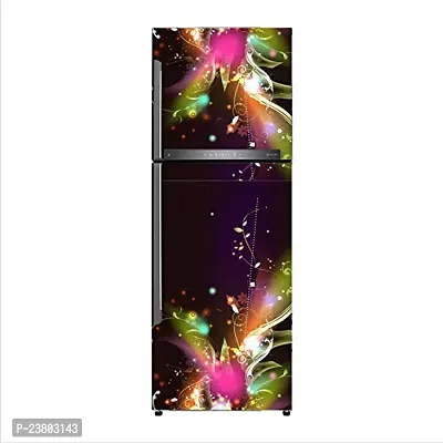 Psychedelic Collection Decorative 3D Multicolour Flowers ligting and shiningExtra Large Abstract Wall Fridge Sticker (PVC Vinyl, Multicolor, 60 cm X 160 cm)-thumb3