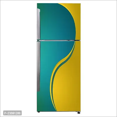 Psychedelic Collection Decorative Beautiful Color Gradient Yellow and SkyBlue Fridge Double Single Door Decorative Sticker (PVC Vinyl, Multicolor, 60 cm X 160 cm) FD638_New-thumb0