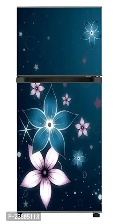 Psychedelic Collection Vinly Colourful Flower with Blue BackgroundDecorative Extra Large PVC Vinyl Fridge Sticker (Multicolor, 60 cm X 160 cm)_PCFS70_WP-thumb2