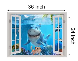 Psychedelic Collection Under Water Shark Window Illusion Wall Sticker (PVC Vinyl, Multicolour, Wall Covering 92 cm X 61 cm)_PCWI01_PCWIXL101-thumb3