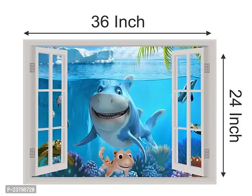 Psychedelic Collection Under Water Shark Window Illusion Wall Sticker (PVC Vinyl, Multicolour, Wall Covering 92 cm X 61 cm)_PCWI01_PCWIXL101-thumb4