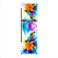 Psychedelic Collection Decorative 3D Orange Flowers and Blue Abstract Effect and Green Leafs Extra Large Abstract Wall Fridge Sticker (PVC Vinyl, Multicolor, 60 cm X 160 cm)_FD09_New-K-thumb2