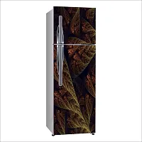 Psychedelic Collection Leaves Fractals brownDecorative Extra Large PVC Vinyl Fridge Sticker (Multicolor, 60 cm X 160 cm)-thumb1