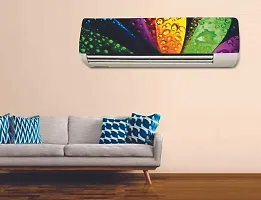 Trendy Beautiful Colorful Flower With Water Dropes Ac Sticker (Multicolor Pvc Vinyl 30X91)-thumb1