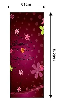 Trendy Decorative Yellow and Off White Flowers With Pink Background Bokeh Extra Large Fridge Sticker Double Single Door Decorative Fridge Sticker (Pvc Vinyl, Multicolor, 60 Cm X 160 Cm)-thumb2