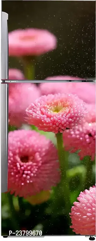 Psychedelic Collection Decorative so Pretty Pink Flower and rain Drops, Nature, Flower Garden Wallpaper Sticker for Fridge Decor 60 cm X 160 cm-thumb2