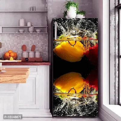 Trendy Fruit Water Splash Fridge Decorative Sticker(Multicolor Vinyl 120X60)-thumb3