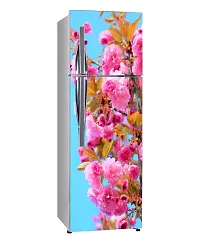 Psychedelic Collectionfor Natural Pink Flowers Leavesdecorative Extra Large Pvc Vinyl Fridge Sticker (Multicolor, 60 Cm X 160 Cm)Fd355Wp-thumb1