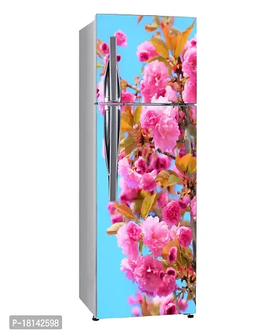 Psychedelic Collectionfor Natural Pink Flowers Leavesdecorative Extra Large Pvc Vinyl Fridge Sticker (Multicolor, 60 Cm X 160 Cm)Fd355Wp-thumb2