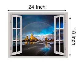 Psychedelic Collection Beautiful Colorful Forest Window Illusion Wall Sticker (PVC Vinyl, Multicolour, Wall Covering 61 cm X 46 cm)_PCWI01_PCWI64-thumb3