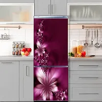 Psychedelic Collection Decorative Violet Flower Leaves Vinyl Fridge Cover Wallpaper Poster Adhesive Vinyl Sticker Fridge wrap Decorative Sticker (PVC Vinyl Covering Area 60cm X 160cm)_ PCFS96-thumb2