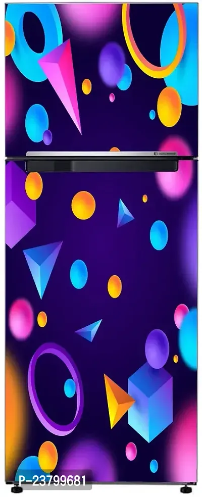 Psychedelic Collection Decorative Abstract Multicolor 3D Square, Circle, and Rectangular Shape Design Wallpaper Sticker for Fridge Decor 60 cm X 160 cm-thumb3