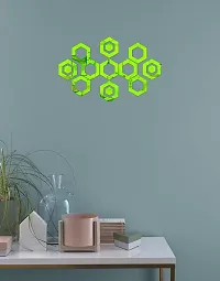 Psychedelic Collection Beautiful hexagone Set Green Acrylic Sticker Hexagon Mirror, Hexagon Mirror Wall Stickers, Mirror Stickers for Wall Large Size, Sticker Mirror_Acr-92 GR-thumb1