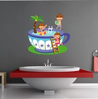 Psychedelic Collection Decorative Childrens Playing on Pool Decorative Wall Sticker (PVC Vinyl, Multicolor, W 74 cm X H 73 cm)-thumb4