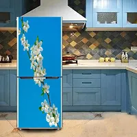 Psychedelic Collection Decorative Abstract Multicolor Blossom White Flower Leaves with Blue Sky Wallpaper Sticker for Fridge Decor 60 cm X 160 cm-thumb3