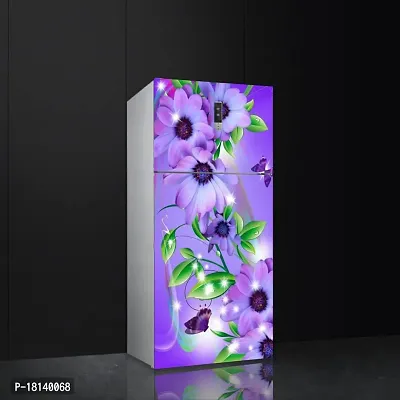 Trendy Beautifull Coloufull Flower Decorative Fridge Sticker (Multicolor Pvc Vinyl 160X60)