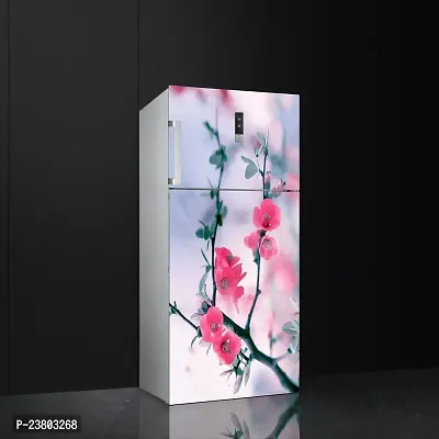 Psychedelic Collection Vinly 3D Pink Flower with BranchDecorative Extra Large PVC Vinyl Fridge Sticker (Multicolor, 60 cm X 160 cm)