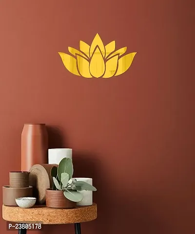 Psychedelic Collection Decorative Lotus Flower Golden Acrylic Sticker Hexagon Mirror, Hexagon Mirror Wall Stickers, Mirror Stickers for Wall Large Size, Sticker Mirror-thumb0