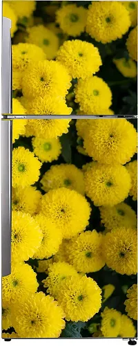 Psychedelic Collection Decorative Abstract Beautiful Yellow Flowers with Dark Background Extra lardge Fridge Sticker for Fridge Decor (PVC Vinyl Multicolor)-thumb1