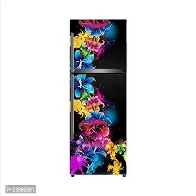 Psychedelic Collection Flower colourfull Design Painting Decorative Extra Large PVC Vinyl Fridge Sticker (Multicolor, 60 cm X 160 cm)-thumb3