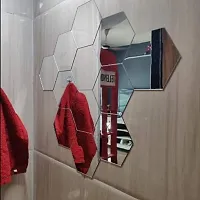 Psychedelic Collection 22 Hexagon Silver 3D Decorative Hexagon Mirror Wall Stickers, 3D Mirror Wall Stickers, Mirror Wall Stickers for Hall Room, Home  Offices.-thumb4