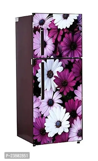 Psychedelic Collection 3D Pink  White Flowers Decorative Decorative Extra Large PVC Vinyl Fridge Sticker (Multicolor, 60 cm X 160 cm)-thumb0