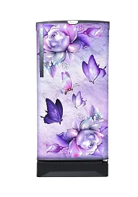 Trendy Beautifull Flower With Butterfly Decorative Fridge Sticker(Multicolor Vinyl 120X60)-thumb1