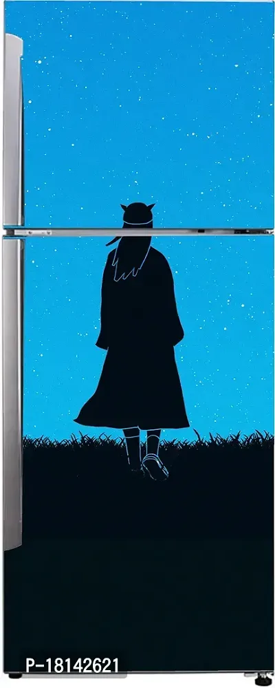 Trendy Multicolor Samurai Girl, Grass, And Blue Sky Stardecorative Extra Large Pvc Vinyl Fridge Sticker (Multicolor, 60 Cm X 160 Cm)Fd445Wp-thumb0