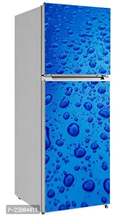 Psychedelic Collection Vinly 3D Water Drops with Drak Blue BackgroundDecorative Extra Large PVC Vinyl Fridge Sticker (Multicolor, 60 cm X 160 cm)_PCFS47_WP