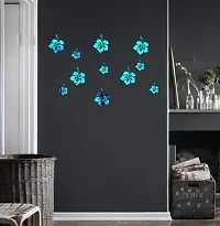 Psychedelic Collection Decorative Beautiful Flowers Blue Acrylic Sticker Hexagon Mirror, Hexagon Mirror Wall Stickers, Mirror Stickers for Wall Large Size, Sticker Mirror-thumb1