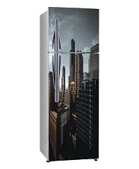 Psychedelic Collection Moody Dark City buildingsDecorative Extra Large PVC Vinyl Fridge Sticker (Multicolor, 60 cm X 160 cm)-thumb1