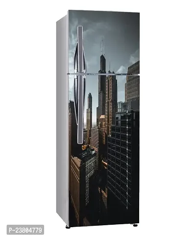 Psychedelic Collection Moody Dark City buildingsDecorative Extra Large PVC Vinyl Fridge Sticker (Multicolor, 60 cm X 160 cm)-thumb2