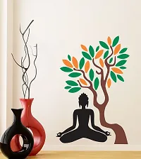 Psychedelic Collection Meditation budhaa Under Tree PVC Vinyl Multicolor Decorative Wall Sticker for Wall Decoration Size : 132 cm X 91 cm-thumb2