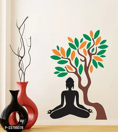 Psychedelic Collection Meditation budhaa Under Tree PVC Vinyl Multicolor Decorative Wall Sticker for Wall Decoration Size : 132 cm X 91 cm-thumb3