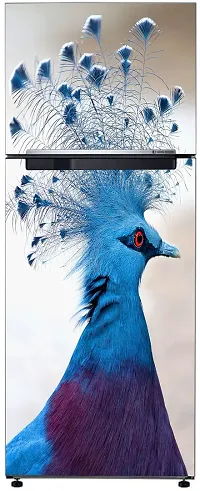 Psychedelic Collection Decorative Abstract Multicolor Victoria Crowned Pigeon, Bird Wallpaper Sticker for Fridge Decor (PVC Vinyl, Multicolor, 60 cm X 160 cm)-thumb2