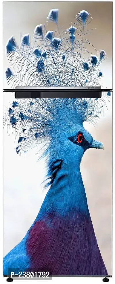 Psychedelic Collection Decorative Abstract Multicolor Victoria Crowned Pigeon, Bird Wallpaper Sticker for Fridge Decor (PVC Vinyl, Multicolor, 60 cm X 160 cm)-thumb3