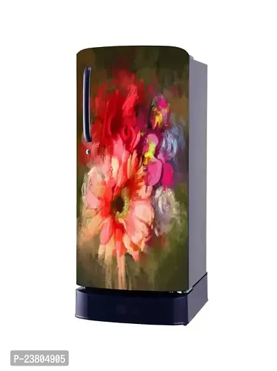 Psychedelic Collection Flower Painting Design Fridge Sticker Medium Self Adhesive Sticker Multicolor PVC Vinyl 120x60