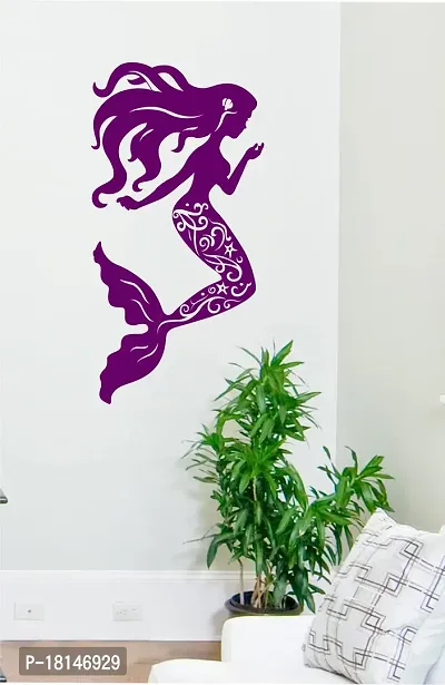 Trendy Purple Mermaid Design Decorative Pvc Vinyl Wall Sticker (Multicolor, 94 Cm X 48 Cm)-thumb4