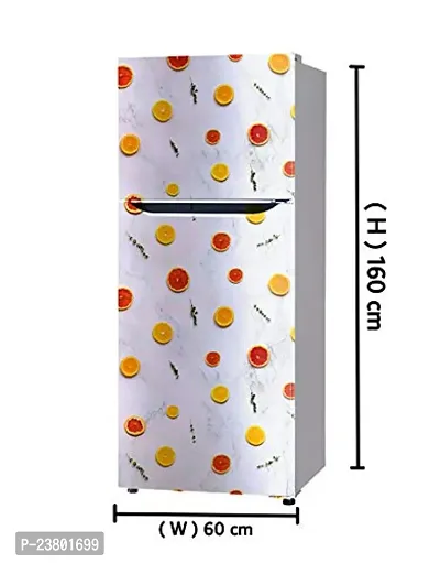 Psychedelic Collection Cut Lemon Fridge Cover Decorative Extra Large PVC Vinyl Fridge Sticker (Multicolor, 60 cm X 160 cm)-thumb3