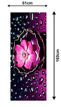 Psychedelic Collection Decorative 3D Flower Splash in Under Water  Water dropes Extra ladge Fridge Sticker Double Single Door Decorative Fridge Sticker (PVC Vinyl, Multicolor, 60 cm X 160 cm)-thumb2
